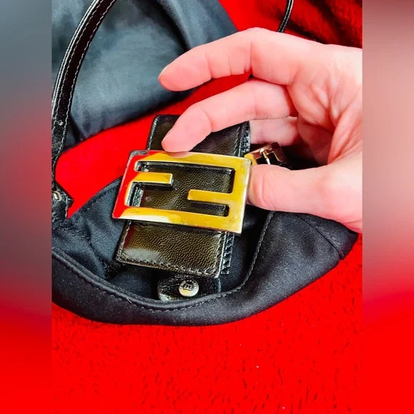 Fendi Black Mini Bag with Metallic Detail - Picture 5 of 10